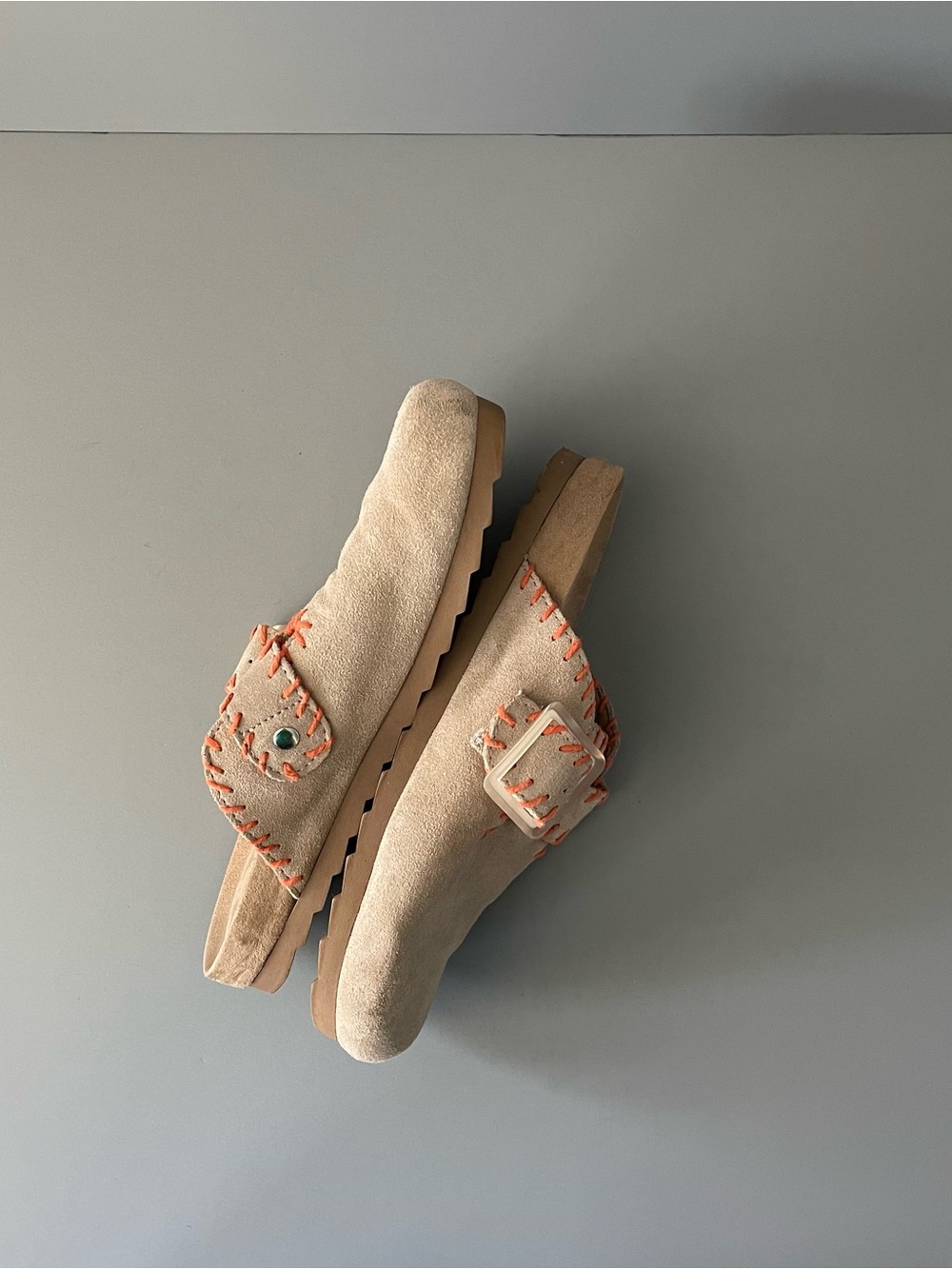 Earth Gena Leather Slip On Comfort Clog Taupe Orange 7 Boho Southwestern Foam - Picture 7 of 16